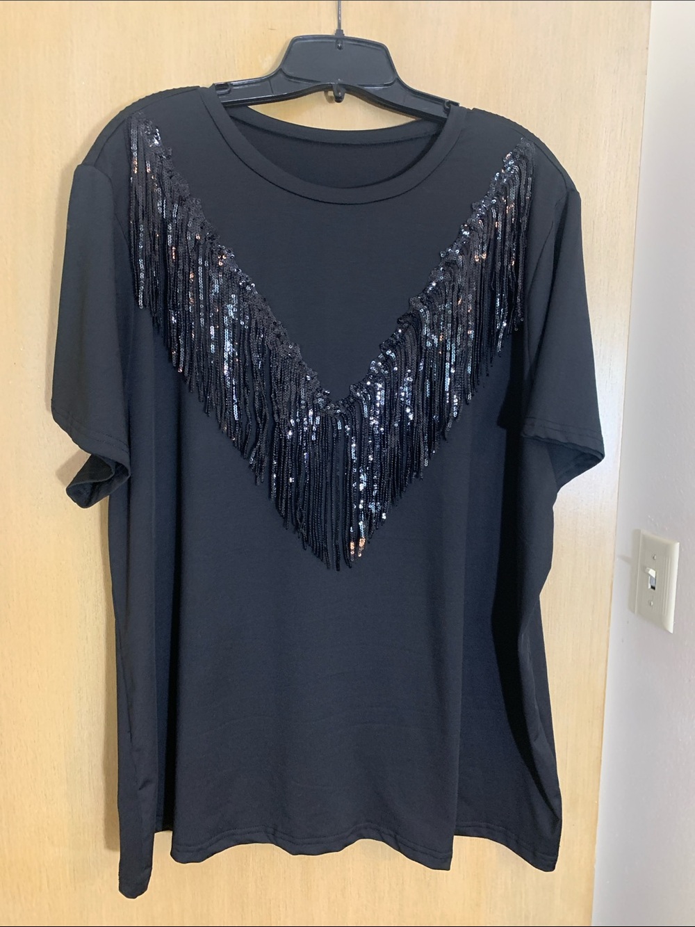 🖤🖤GORGEOUS SHEIN PLUS SIZE 4X Black Fringe Sequin Women's Top
